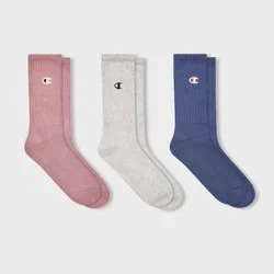 Champion Women's Embroidered Logo 3pk Crew Socks - Pink