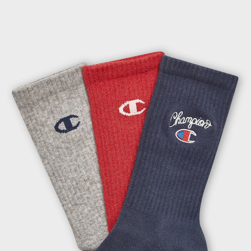 slide 2 of 4, Champion Women's Embroidered 3pk Crew Socks - Navy, 3 ct