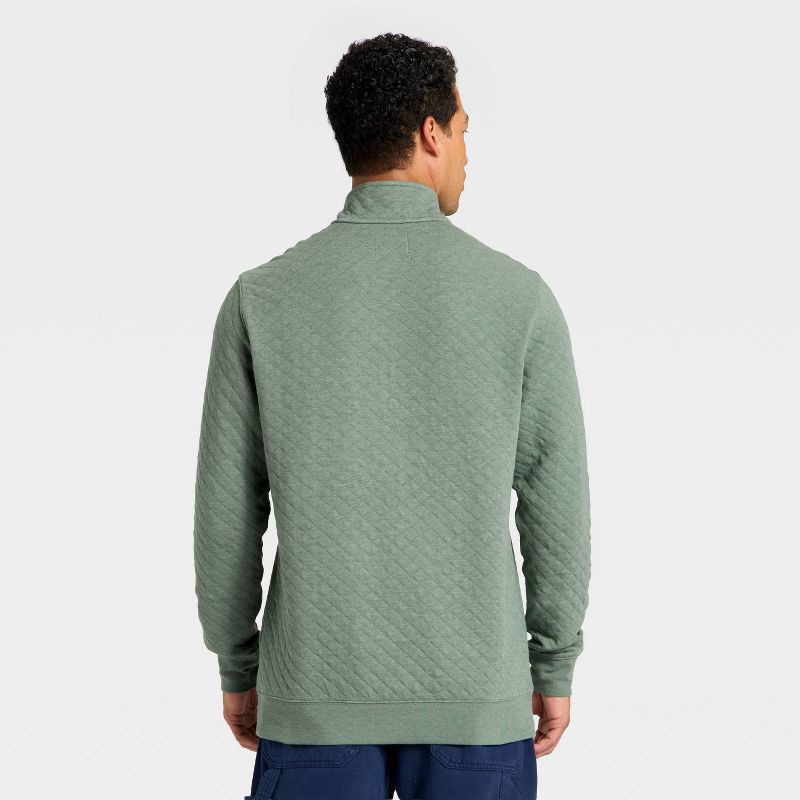 slide 2 of 3, Men's Comfort Wear Quilted 1/4 Snap Pullover - Goodfellow & Co™ Green S, 1 ct