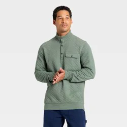 Men's Comfort Wear Quilted 1/4 Snap Pullover - Goodfellow & Co™ Green S