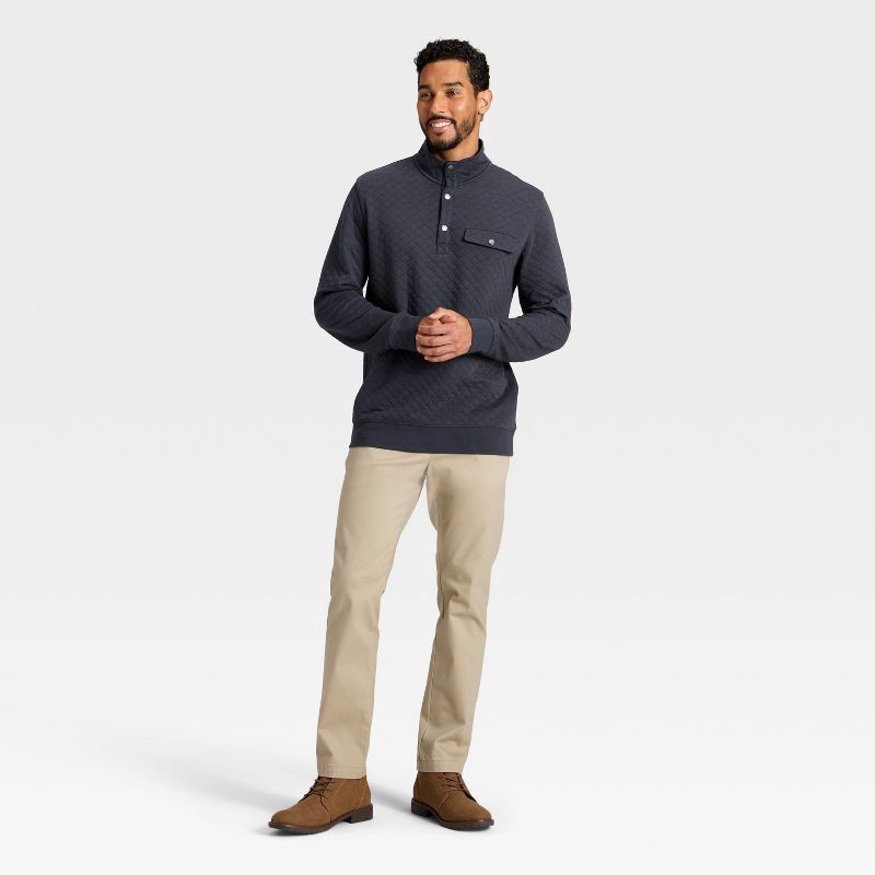 slide 3 of 3, Men's Comfort Wear Quilted 1/4 Snap Pullover - Goodfellow & Co™ Gray XXL, 1 ct