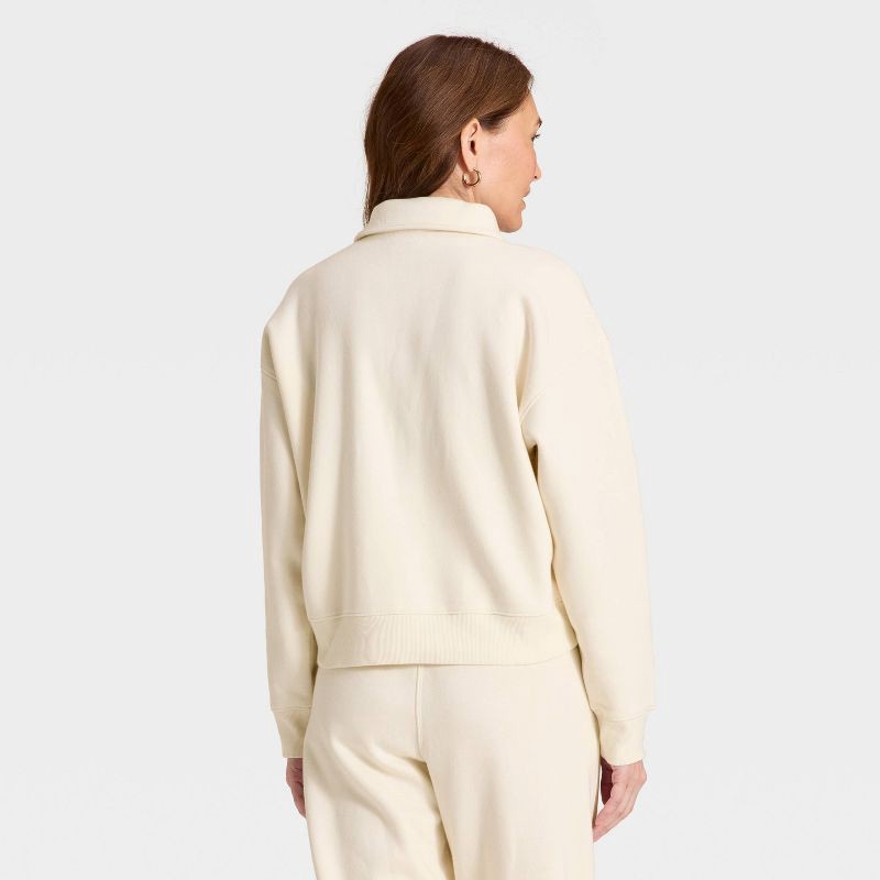 slide 2 of 3, Women's Button-Front Pullover Sweatshirt - Universal Thread™ Cream M, 1 ct