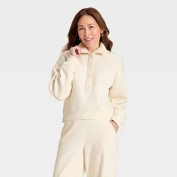 Women's Button-Front Pullover Sweatshirt - Universal Thread™ Cream L