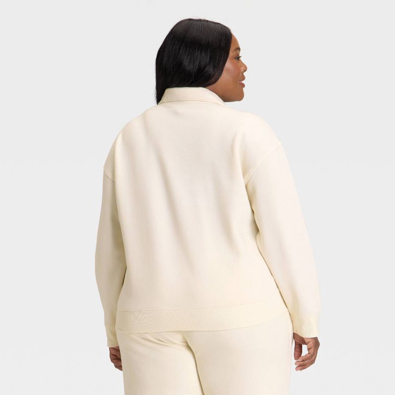 slide 2 of 3, Women's Button-Front Pullover Sweatshirt - Universal Thread™ Cream XXL, 1 ct