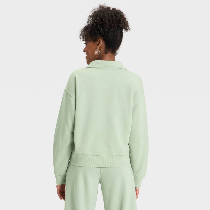 slide 2 of 3, Women's Button-Front Pullover Sweatshirt - Universal Thread™ Sage Green L, 1 ct