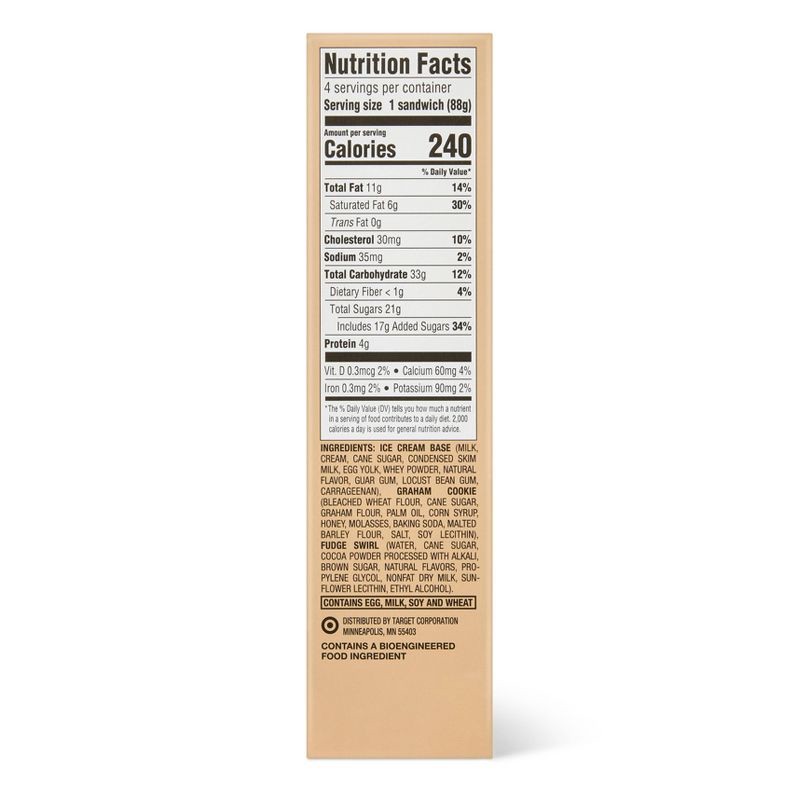 slide 2 of 3, S'mores Cookie Ice Cream Sandwich - 16 fl oz/4ct - Favorite Day™, 4 ct; 16 fl oz