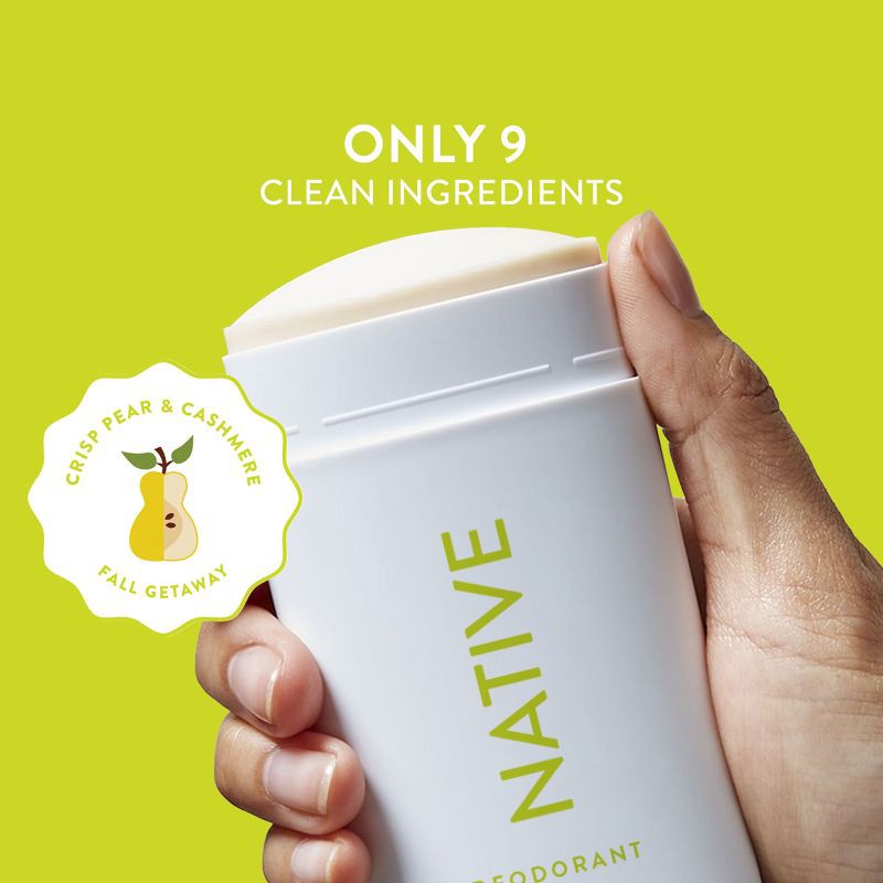 slide 4 of 10, Native Limited Edition Fall Getaway Deodorant - Crisp Pear & Cashmere - 2.65oz, 2.65 oz