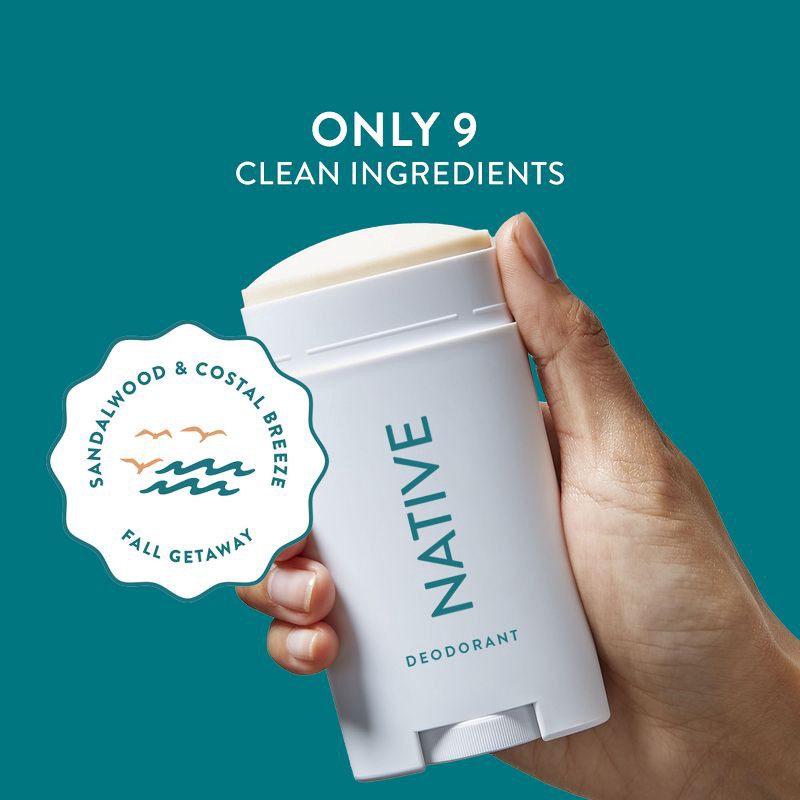 slide 4 of 9, Native Limited Edition Fall Getaway Deodorant - Sandalwood & Coastal Breeze - 2.65oz, 2.65 oz