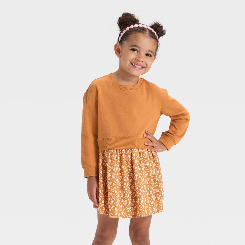 Toddler Girls' French Terry Woven Dress - Cat & Jack Dark Mustard Yellow 3T | Shipt Toddler Girls' French Terry Woven Dress - Cat & Jack Dark Mustard Yellow 3T | Shipt