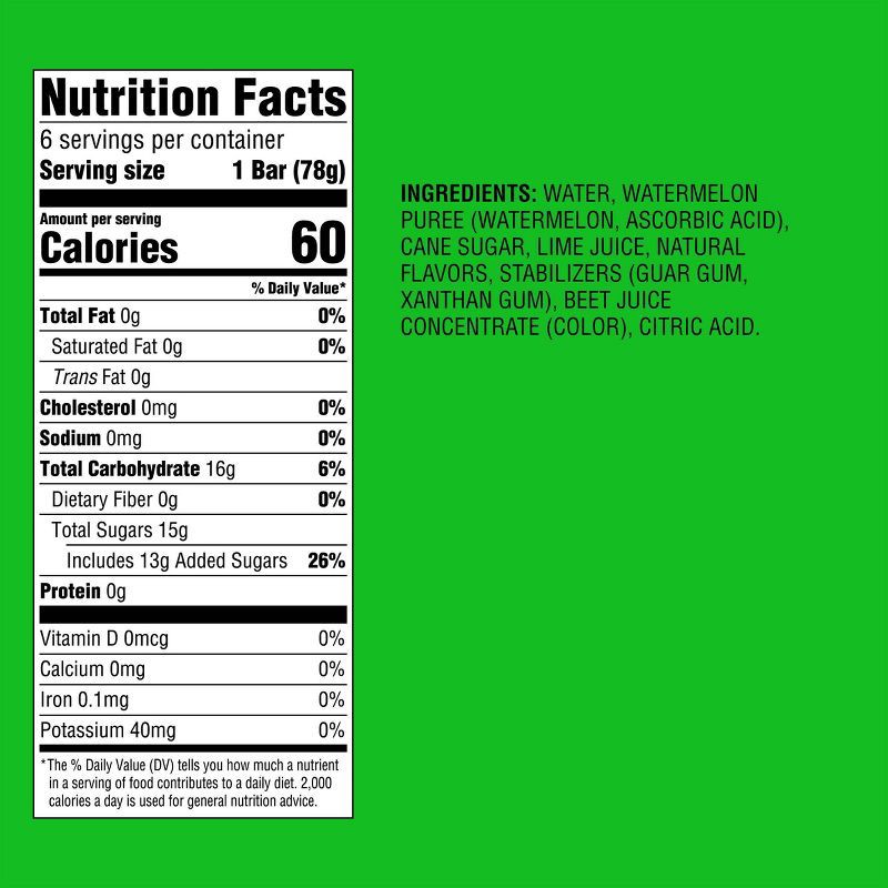slide 4 of 4, Watermelon Lime Frozen Fruit Bar - 16.5 fl oz/6ct - Good & Gather™, 16.5 fl oz, 6 ct