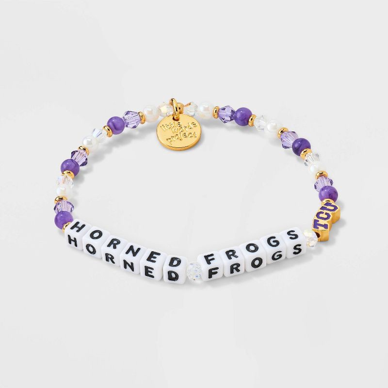 slide 3 of 5, Little Words Project TCU Horned Frogs Beaded Bracelet - White, 1 ct