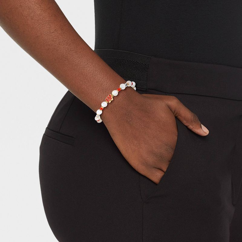 slide 2 of 5, Little Words Project University of Wisconsin Stacker Beaded Bracelet - Red, 1 ct