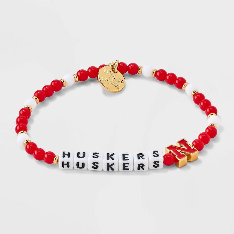 slide 3 of 5, Little Words Project University of Nebraska Huskers Beaded Bracelet - Red/White, 1 ct