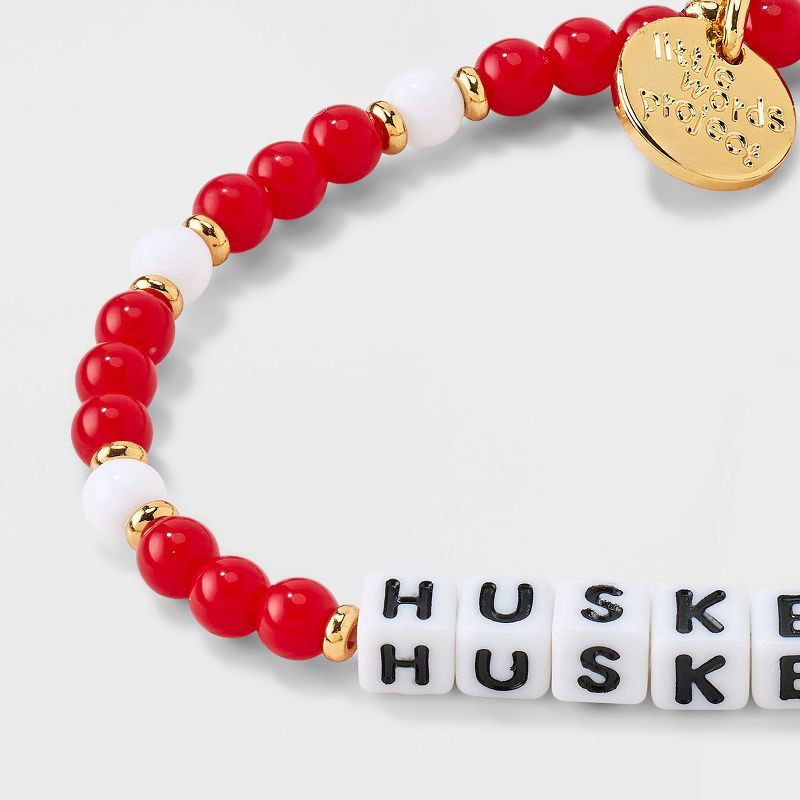 slide 5 of 5, Little Words Project University of Nebraska Huskers Beaded Bracelet - Red/White, 1 ct