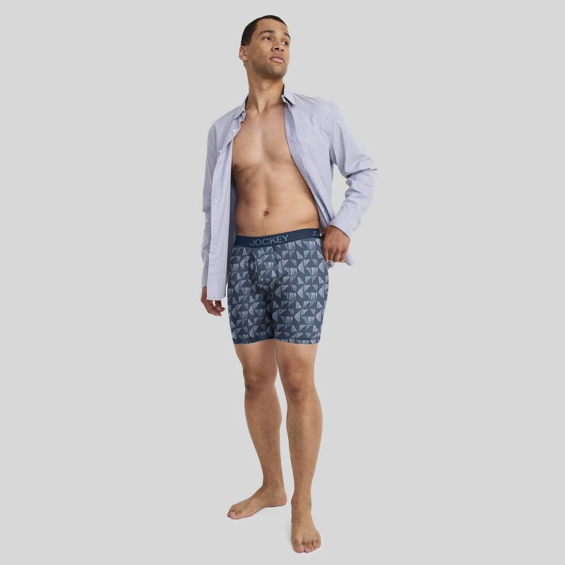 slide 4 of 5, Jockey Generation™ Men's Micro Stretch Long Leg 3pk Briefs - Blue/Coastline Print S, 3 ct