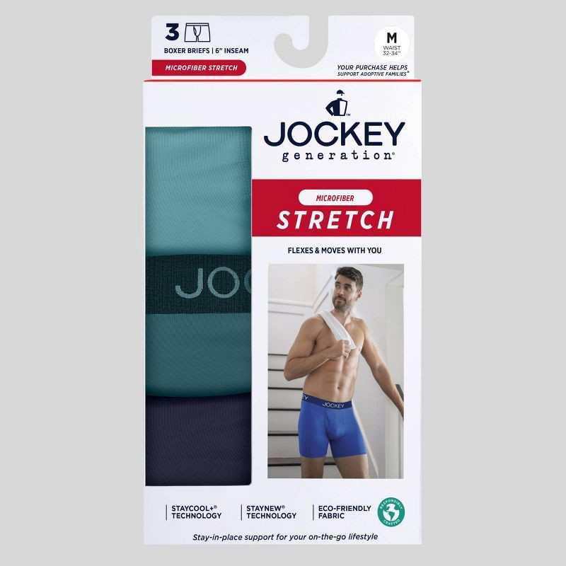 slide 5 of 5, Jockey Generation™ Men's Micro Stretch Long Leg 3pk Briefs - Teal/Blue L, 3 ct