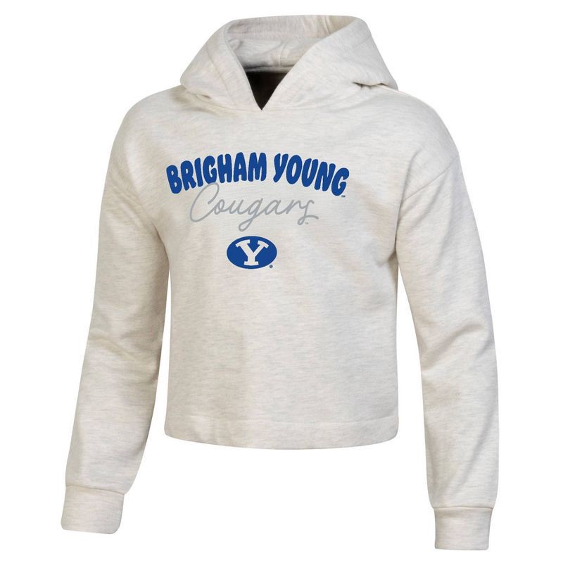 slide 1 of 3, NCAA BYU Cougars Girls' Hooded Sweatshirt - M: Cotton Pullover, Long Sleeve,, 1 ct