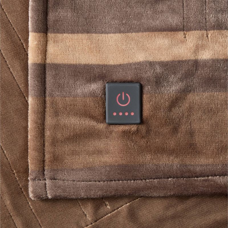 slide 4 of 5, Brookstone Heated Printed Plush Throw Striped, 1 ct