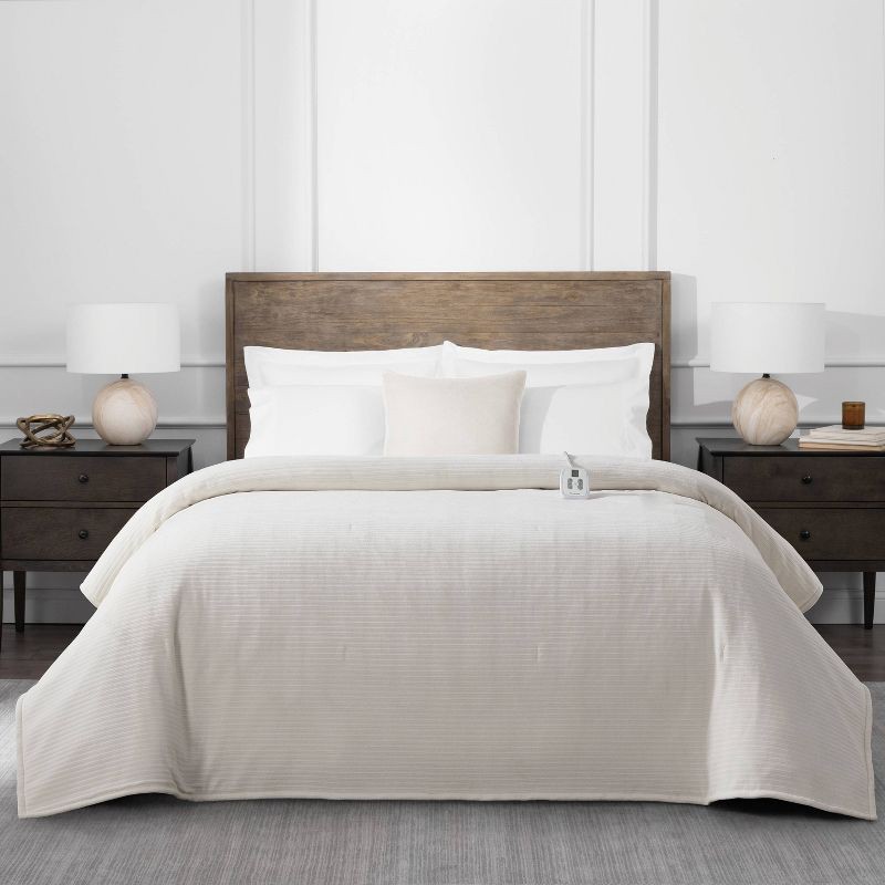 slide 1 of 6, Brookstone Twin Heated Chenille Knit Blanket Ivory, 1 ct