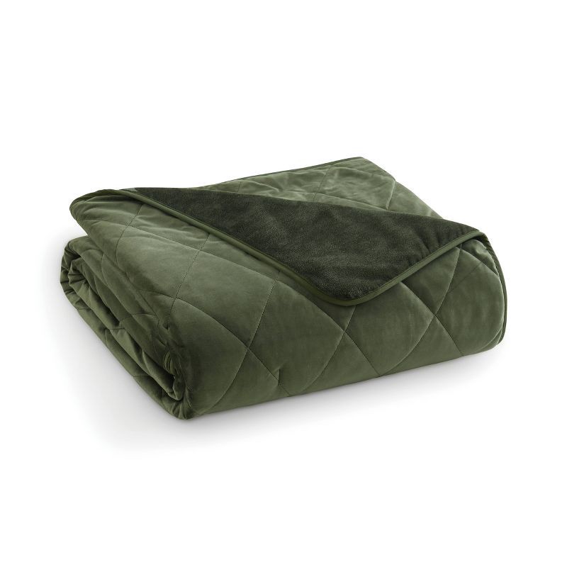 slide 2 of 6, Brookstone Twin Heated Diamond Stitch Quilt Blanket Olive Green, 1 ct