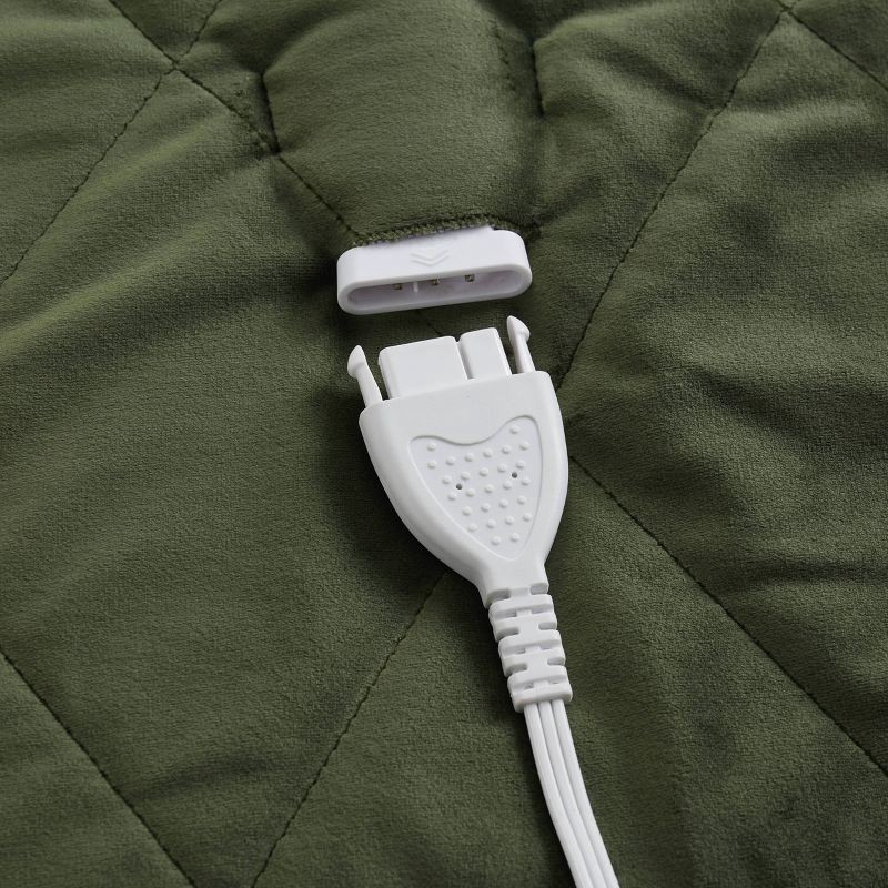 slide 6 of 6, Brookstone Twin Heated Diamond Stitch Quilt Blanket Olive Green, 1 ct