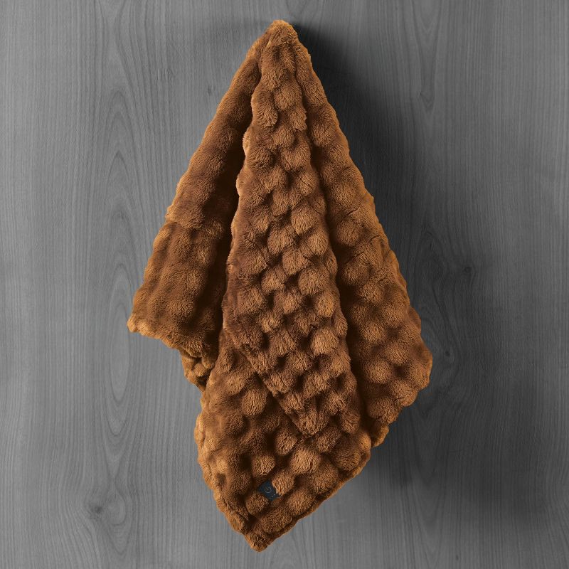 slide 3 of 5, Brookstone Heated Oversized Textured Faux Fur Throw Copper, 1 ct