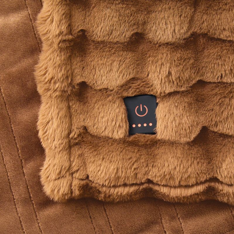 slide 4 of 5, Brookstone Heated Oversized Textured Faux Fur Throw Copper, 1 ct