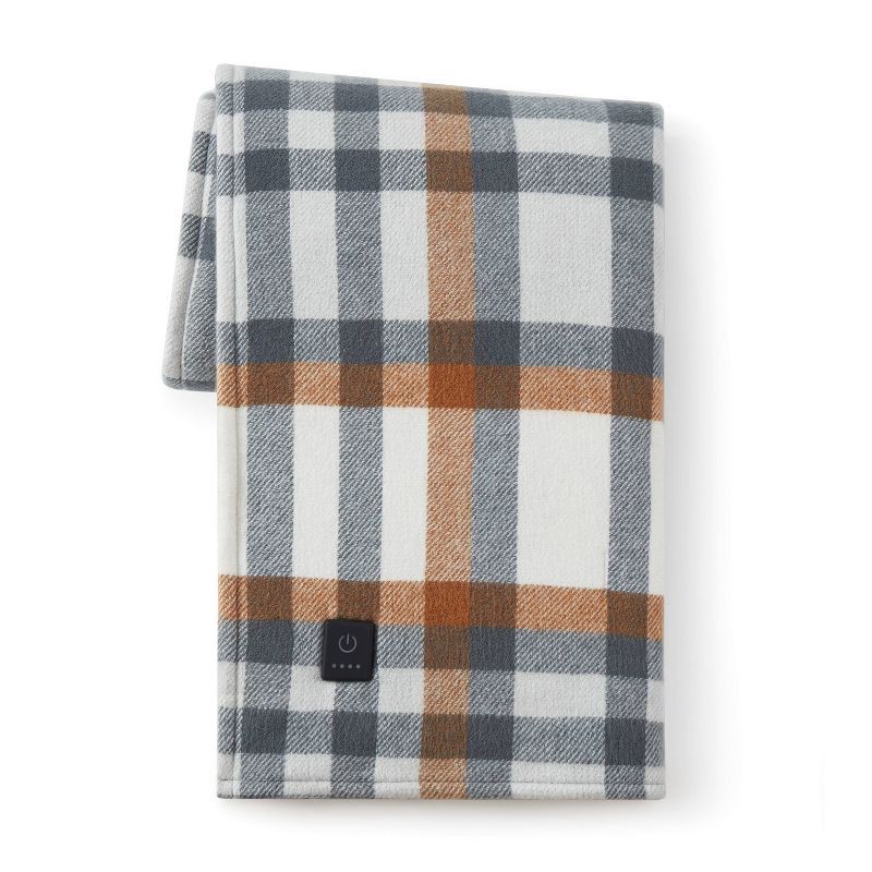 slide 2 of 5, Brookstone Heated Oversized Brushed Woven Knit Throw Multi Plaid, 1 ct