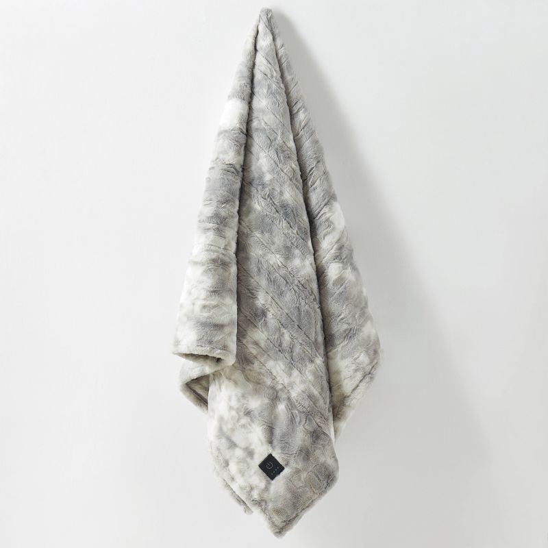 slide 3 of 5, Brookstone Heated Oversized Marble Faux Fur Throw Gray, 1 ct