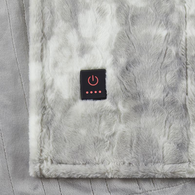 slide 4 of 5, Brookstone Heated Oversized Marble Faux Fur Throw Gray, 1 ct