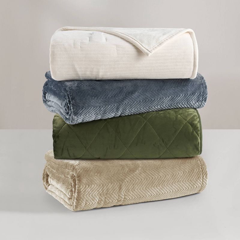 slide 5 of 6, Brookstone King Heated Micro Herringbone Blanket Taupe, 1 ct