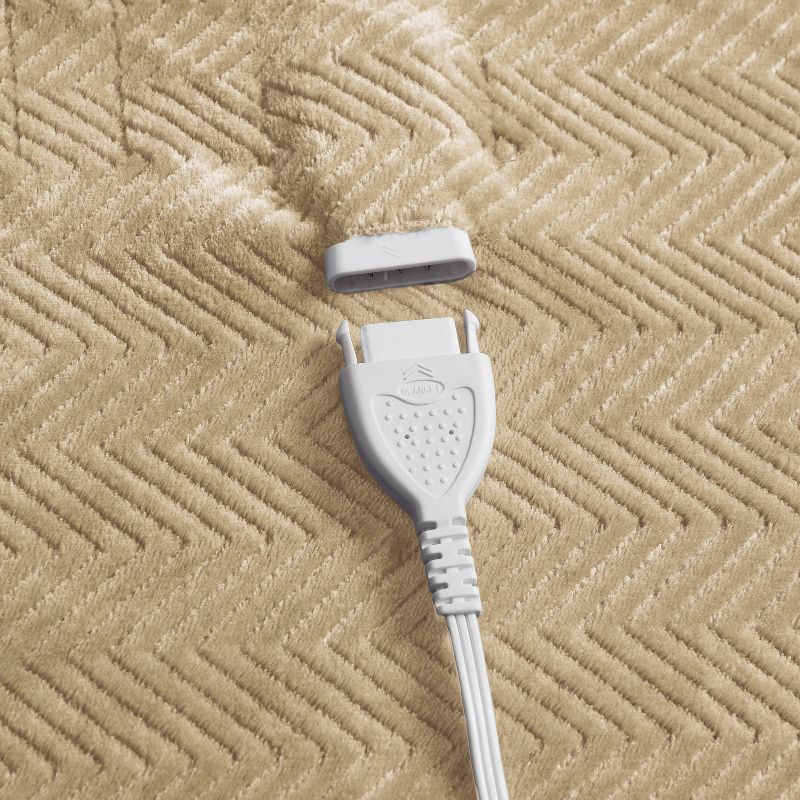 slide 6 of 6, Brookstone King Heated Micro Herringbone Blanket Taupe, 1 ct