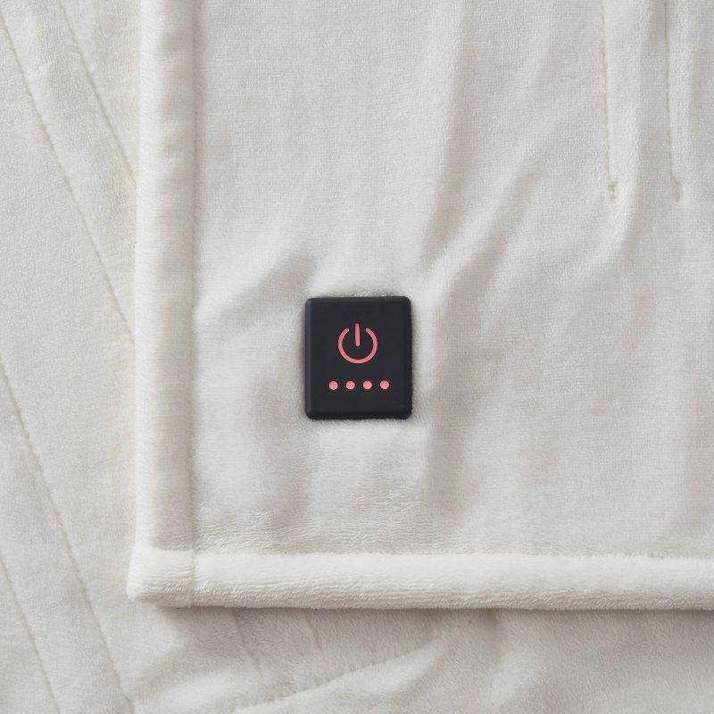 slide 4 of 5, Brookstone Heated Solid Plush Throw Ivory, 1 ct