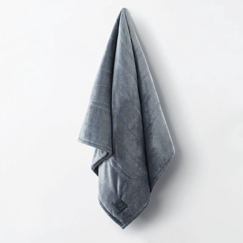 slide 3 of 5, Brookstone Heated Solid Plush Throw Gray, 1 ct