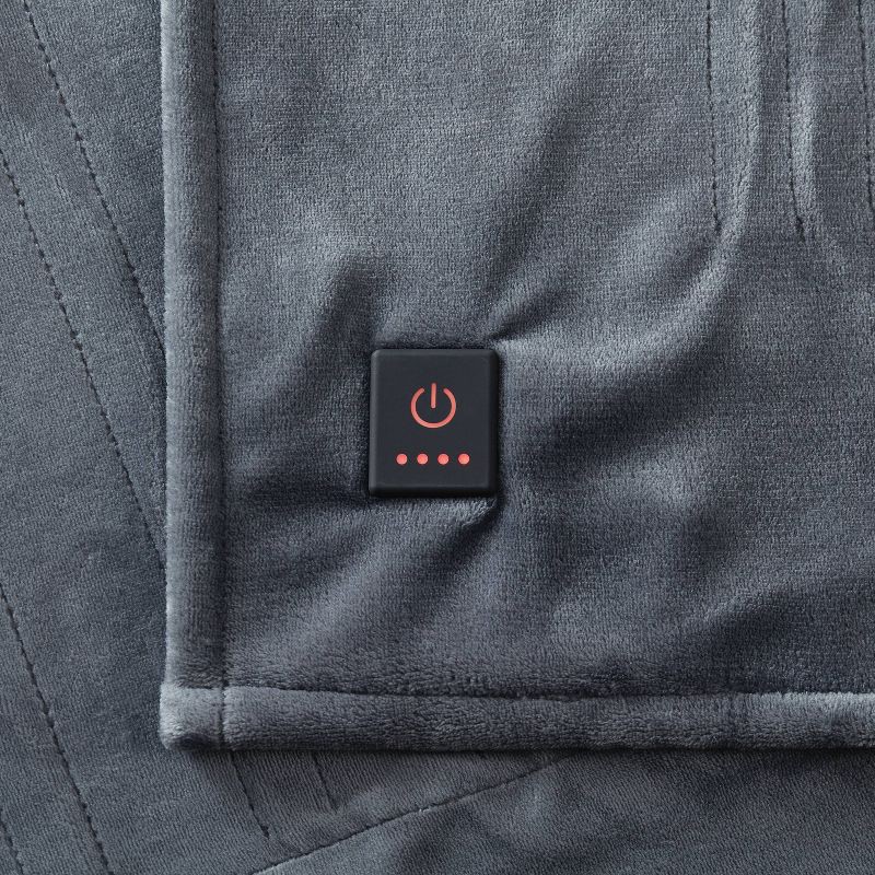 slide 4 of 5, Brookstone Heated Solid Plush Throw Gray, 1 ct
