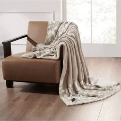 Brookstone Heated Oversized Brushed Knit Throw Soft Petal