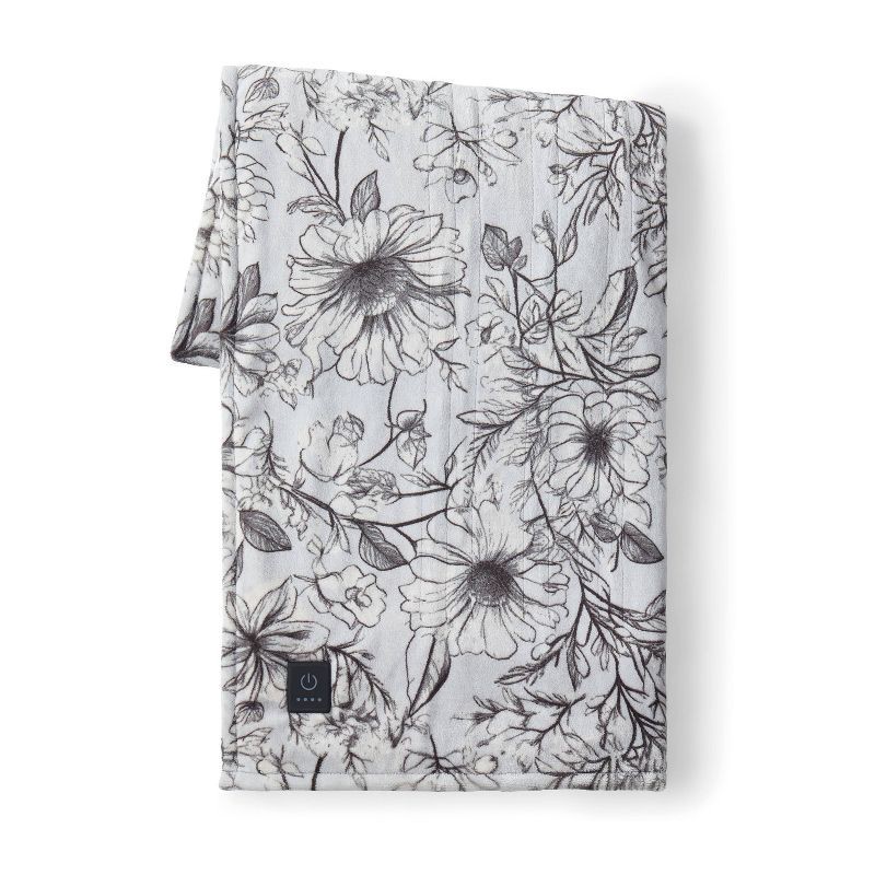 slide 2 of 5, Brookstone Heated Printed Plush Throw Floral, 1 ct