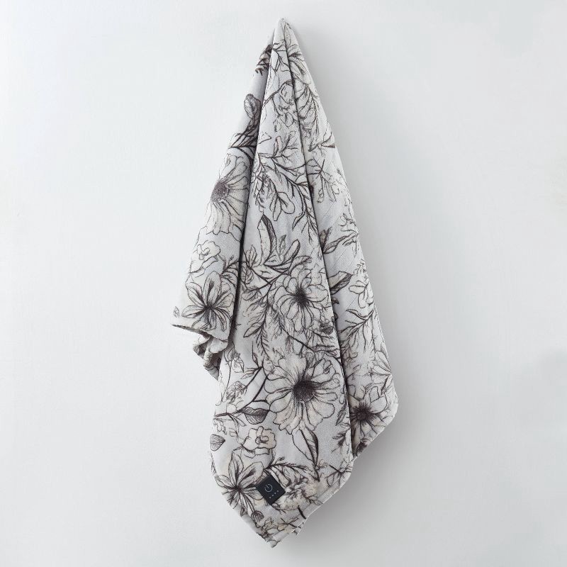slide 3 of 5, Brookstone Heated Printed Plush Throw Floral, 1 ct