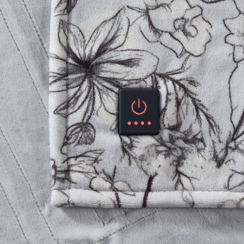 slide 4 of 5, Brookstone Heated Printed Plush Throw Floral, 1 ct