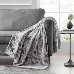 Brookstone Heated Printed Plush Throw Floral