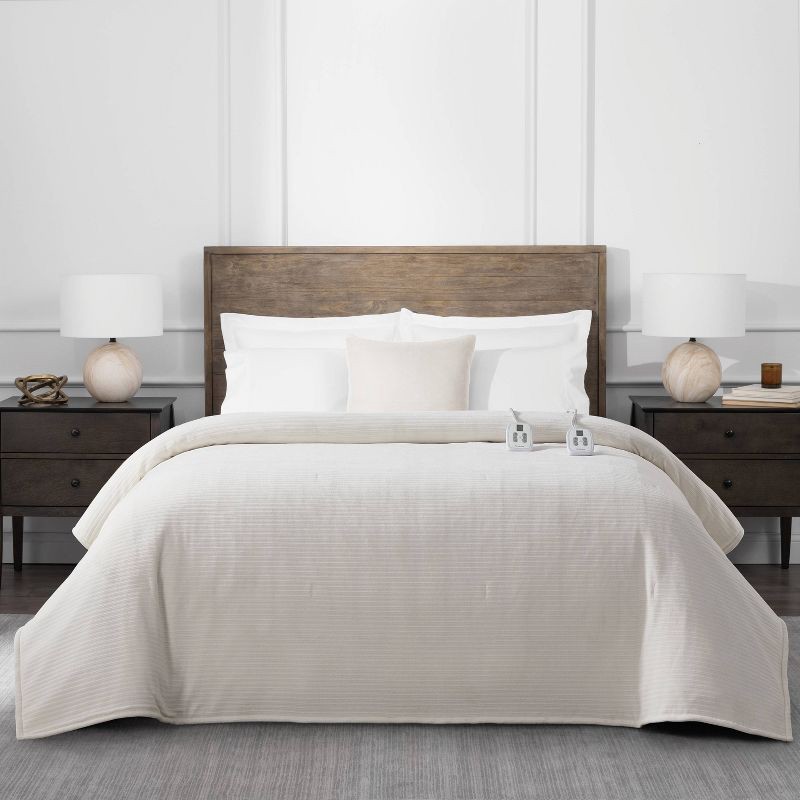 slide 1 of 6, Brookstone Full/Queen Heated Chenille Knit Blanket Ivory, 1 ct