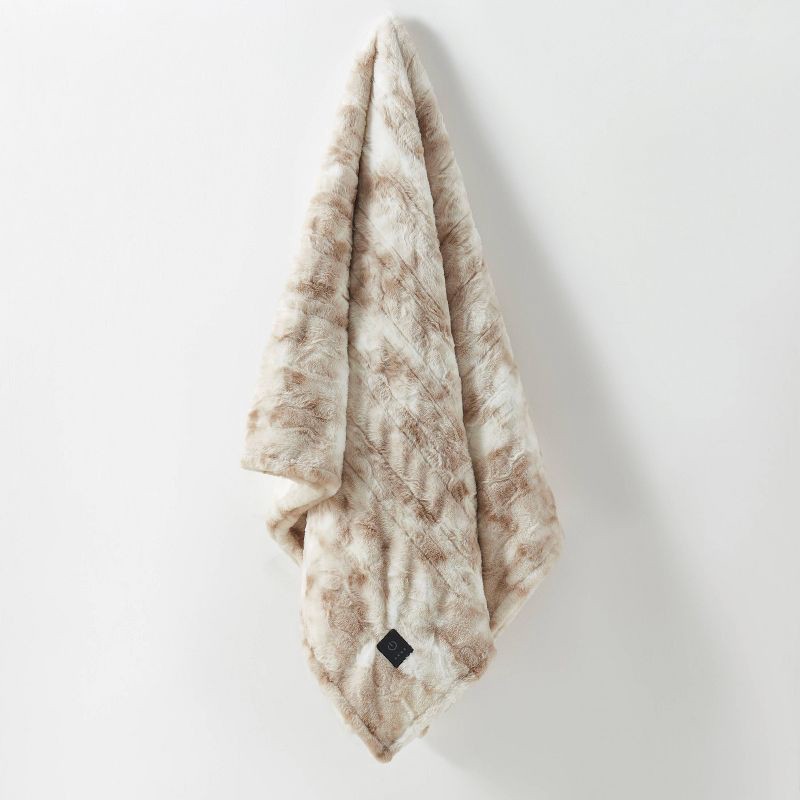 slide 3 of 5, Brookstone Heated Oversized Marble Faux Fur Throw Tan, 1 ct