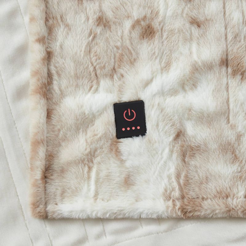 slide 4 of 5, Brookstone Heated Oversized Marble Faux Fur Throw Tan, 1 ct