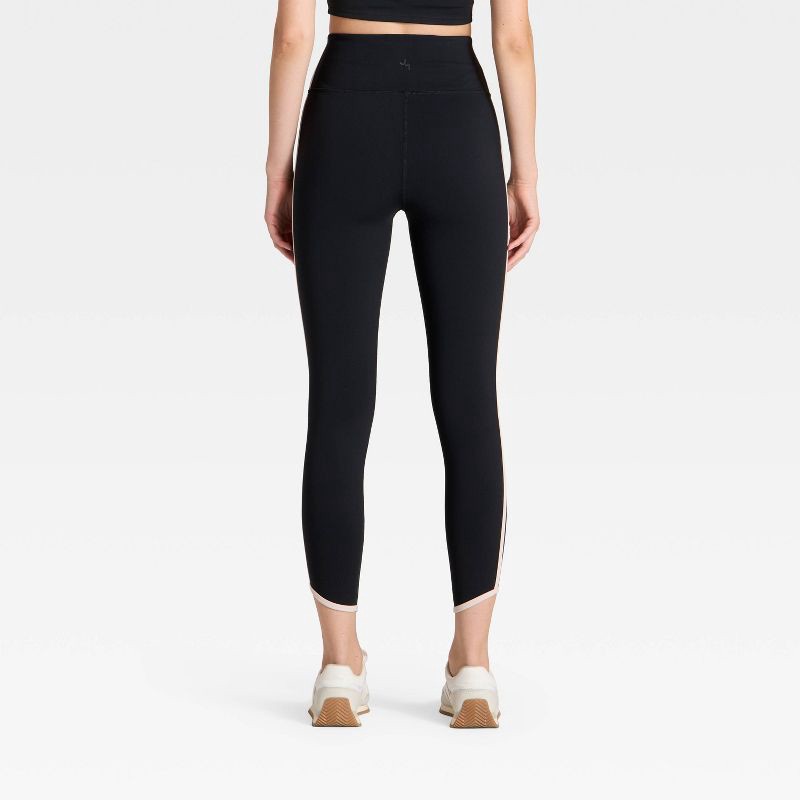 slide 3 of 3, Women's High-Rise Contrast Piped 7/8 Leggings - JoyLab™ Black/Tan M, 1 ct