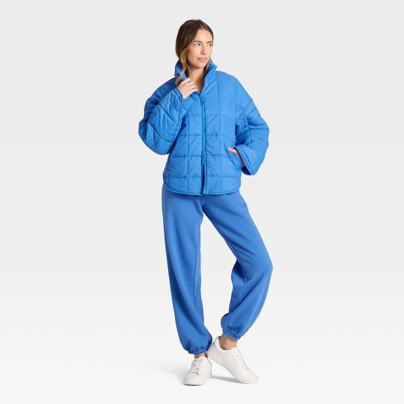 slide 3 of 3, Women's Oversized Quilted Puffer Jacket - JoyLab™ Vibrant Blue M, 1 ct