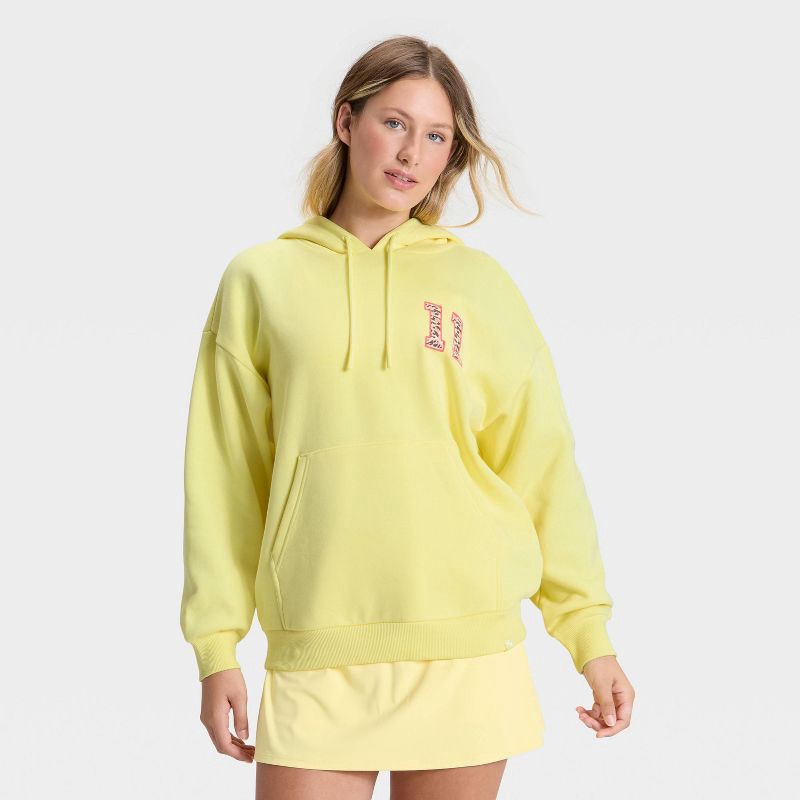 slide 1 of 3, Women's Fleece Hooded Sweatshirt - JoyLab™ Light Yellow XXS, 1 ct
