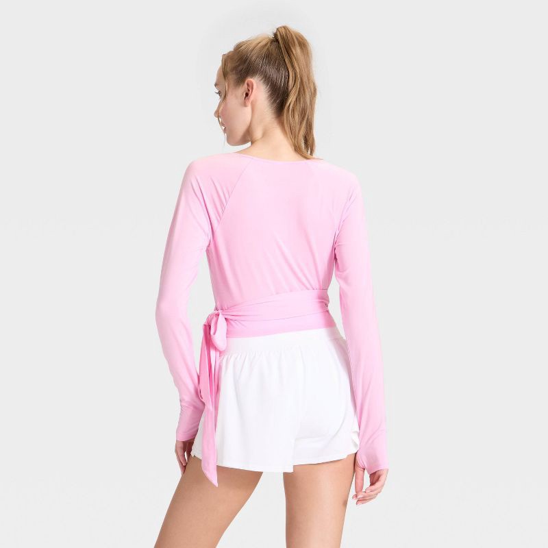 slide 2 of 3, Women's Wrap Long Sleeve Top - JoyLab™ Light Pink S, 1 ct