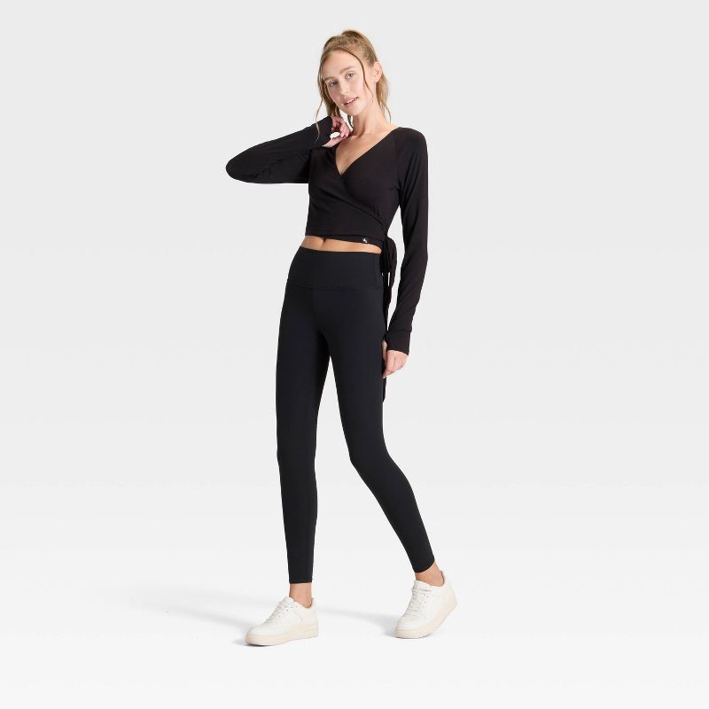 slide 3 of 3, Women's Wrap Long Sleeve Top - JoyLab™ Black XXL, 1 ct