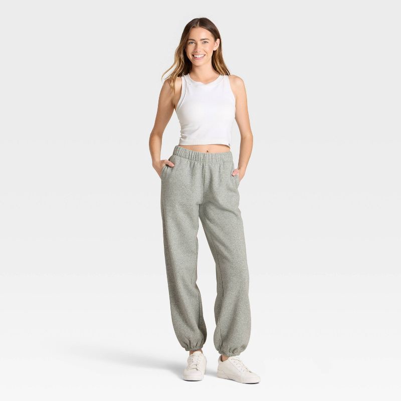 slide 3 of 3, Women's Cinched Fleece Jogger Sweatpants - JoyLab™ Heathered Gray M, 1 ct