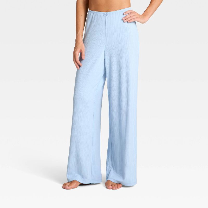 slide 1 of 3, Women's Variegated Ribbed Pajama Pants - Auden™ Blue L, 1 ct